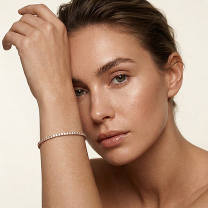 Round Diamond Tennis Bangle Bracelet