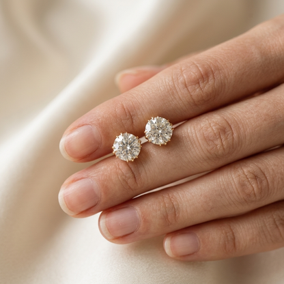 Round Lab Grown Diamond Solitaire Stud Earrings