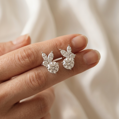 ゴールドダイヤモンドクラスターピアス | 10K 14K 18K ファインジュエリー