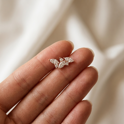 Marquise & Round Lab Grown Diamond Floral Stud Earrings