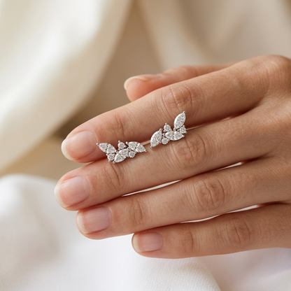 Marquise & Round Lab Grown Diamond Floral Stud Earrings