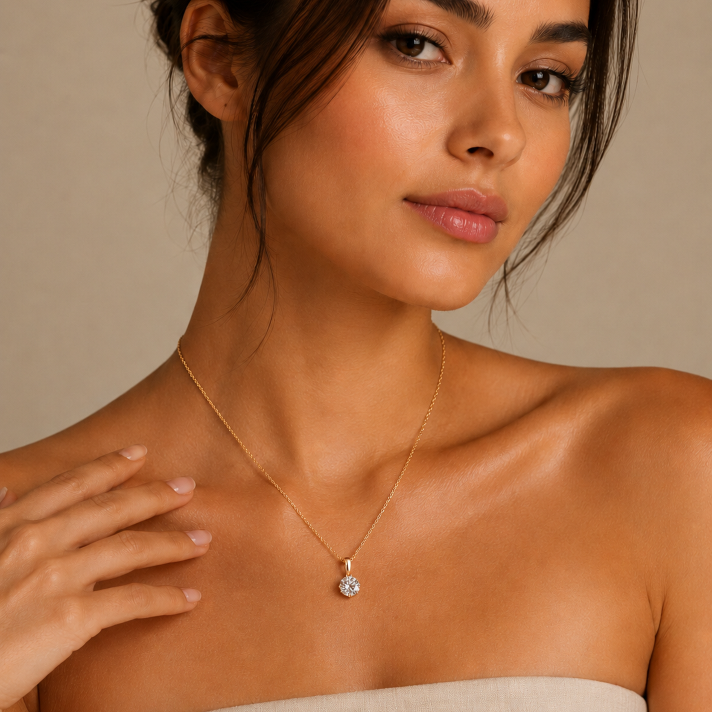 Round Lab Grown Diamond Solitaire Pendant Necklace