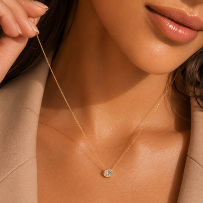 Oval Lab Grown Diamond Bezel Solitaire Pendant